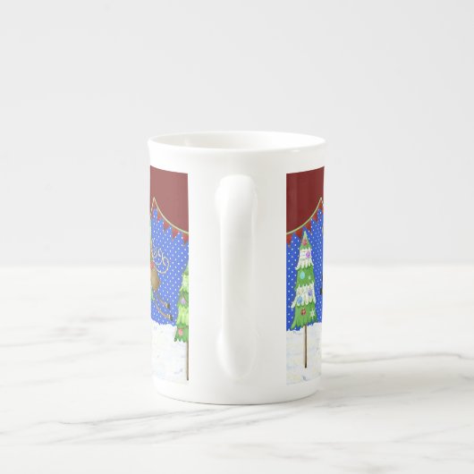 Leaping Rendier Kerstboom Pennant Banner Mok (Achterkant)