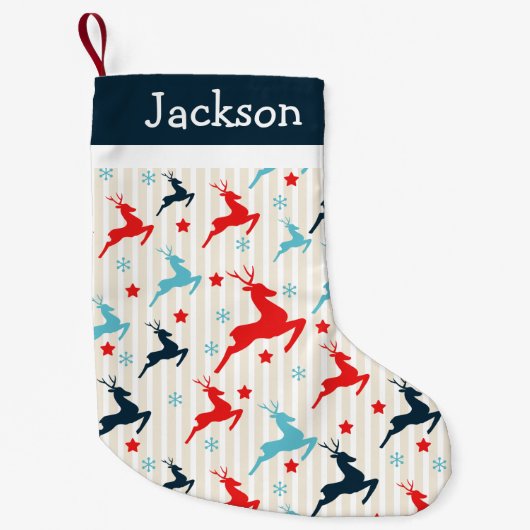 Leaping rendier monogram kleine kerstsok (Voorkant)