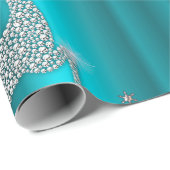 Leaping Rendier Sparkles Merry Christmas Aqua Cadeaupapier (Rol Hoek)