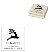 Leaping Rendier Square retouradres Rubberstempel (Gestempeld)