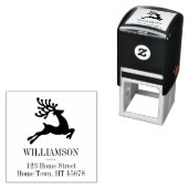 Leaping Rendier Square retouradres Zelfinktende Stempel (In situ)