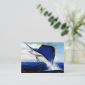 LEAPING SAILFISH Business Card Template Visitekaartje (Staand voorkant)