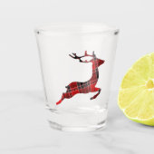 Leaping Tartan Reindeer Shot Glas (Voorkant)