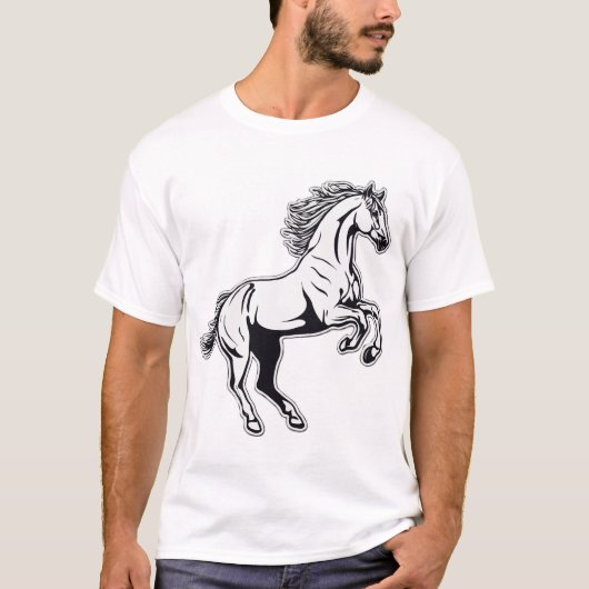 Leaping White Stallion Sticker - Ontketen de krach T-shirt (Voorkant)