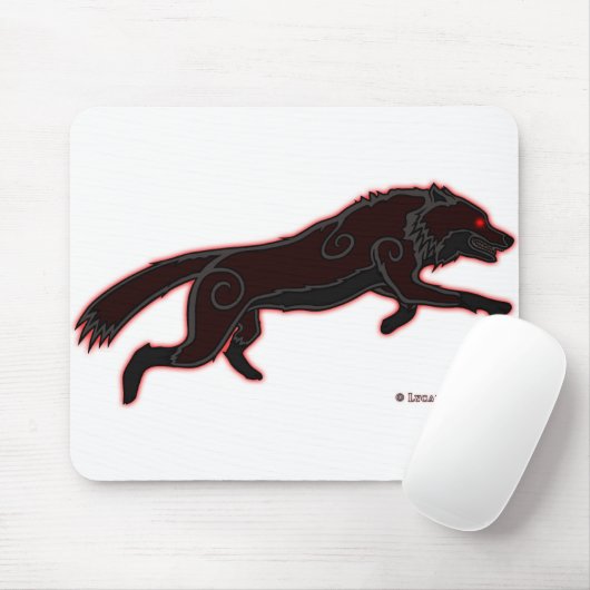 Leaping Wolf Logo (Donker) Muismat (Met muis)