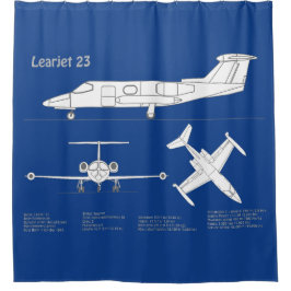 Learjet 23 - Vliegtuigblauwdruk Tekenplannen ABD Douchegordijn