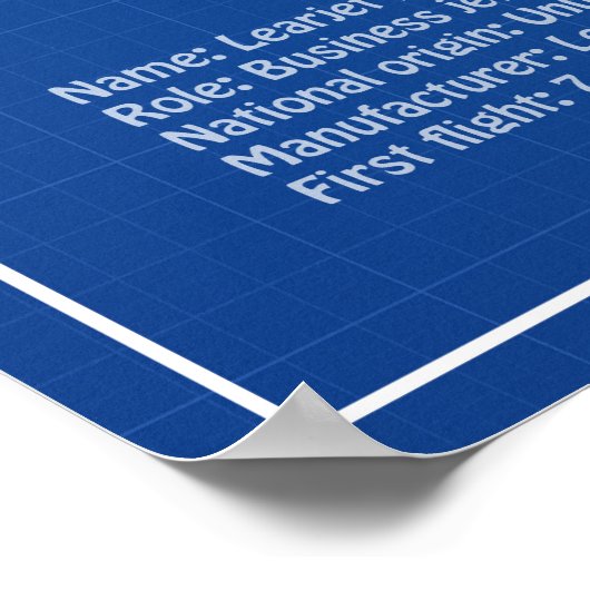 Learjet 23 - Vliegtuigblauwdruk Tekenplannen ABD Poster (Hoek)