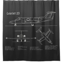 Learjet 23 - Vliegtuigblauwdruk Tekenplannen PD Douchegordijn