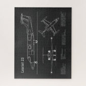 Learjet 23 - Vliegtuigblauwdruk Tekenplannen PD Legpuzzel (Verticaal)