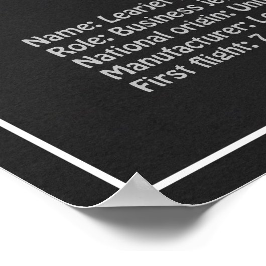 Learjet 23 - Vliegtuigblauwdruk Tekenplannen PD Poster (Hoek)