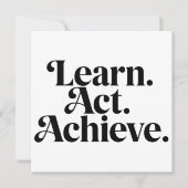 "Learn. Act. Achieve" - Art Typographic Minimal Feestdagenkaart (Voorkant)