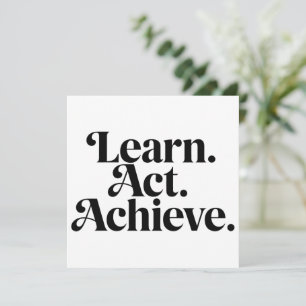 "Learn. Act. Achieve" - Art Typographic Minimal Feestdagenkaart