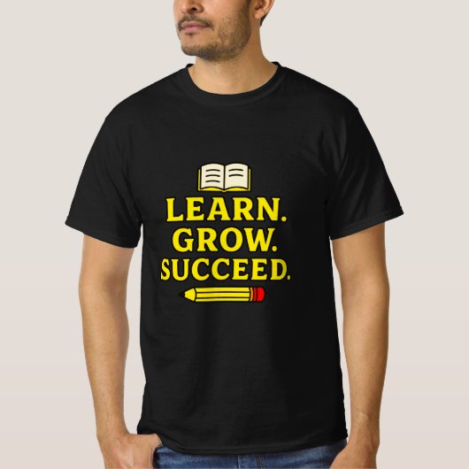 Learn. Grow. Succeed. Inspirational Graphic T-shirt (Voorkant)