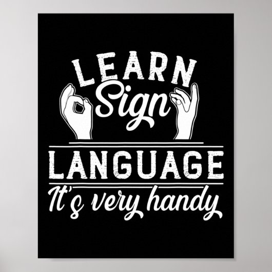 Learn Sign Language Asl Teacher Deaf Awareness  Poster (Voorkant)