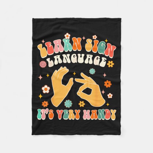 Learn Sign Language It's Very Handy Asl Teacher Gr Fleece Deken (Voorkant)