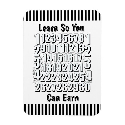 Learn So You Can Earn Numbers Refrigerator  Magneet (Verticaal)