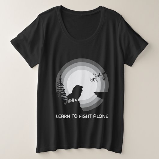 Learn to Fight Alone – Lion Under Moonlight Grote Maat T-shirt (Design voorkant)