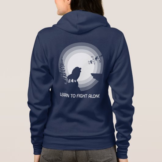 Learn to Fight Alone – Lion Under Moonlight Hoodie (Achterkant)