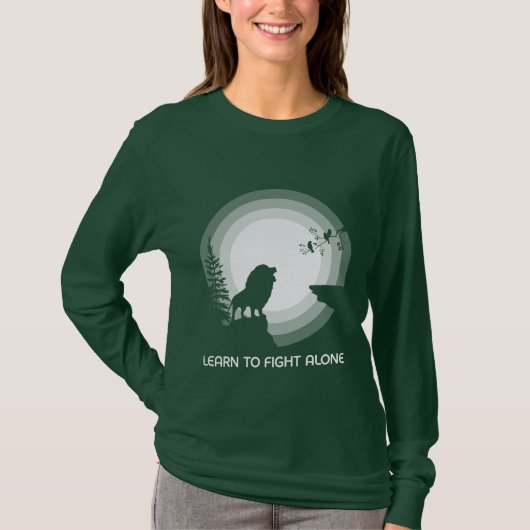 Learn to Fight Alone – Lion Under Moonlight T-shirt (Voorkant)