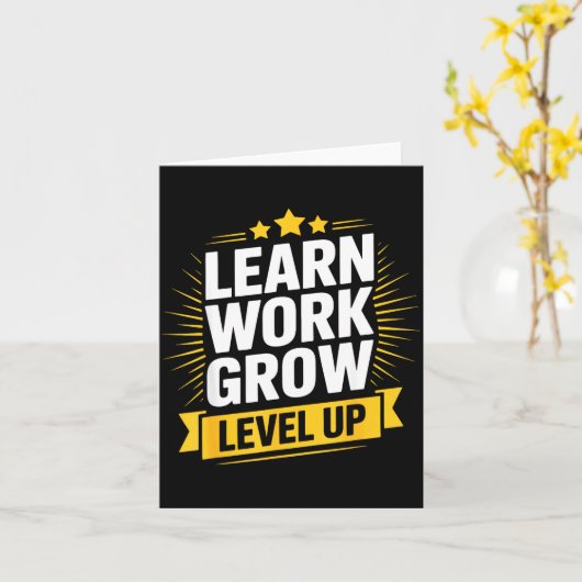 Learn Work Grow Level Up Motivational Growth Insra Kaart (Gele Bloem)