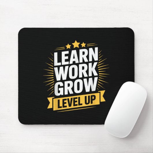 Learn Work Grow Level Up Motivational Growth Insra Muismat (Met muis)