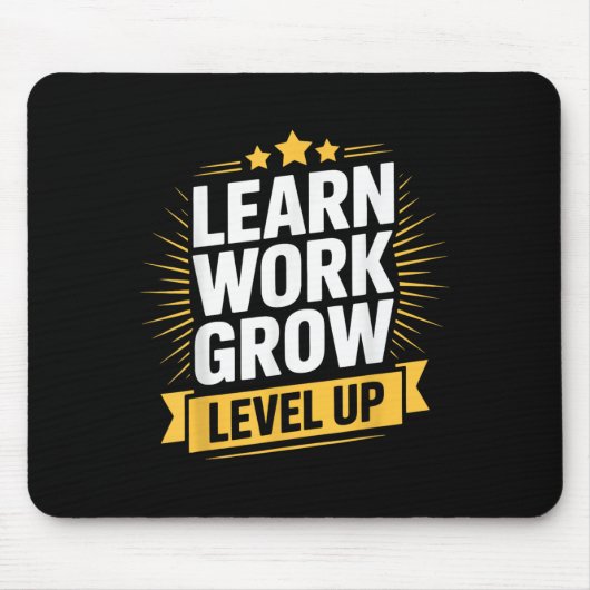 Learn Work Grow Level Up Motivational Growth Insra Muismat (Voorkant)