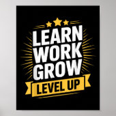 Learn Work Grow Level Up Motivational Growth Insra Poster (Voorkant)