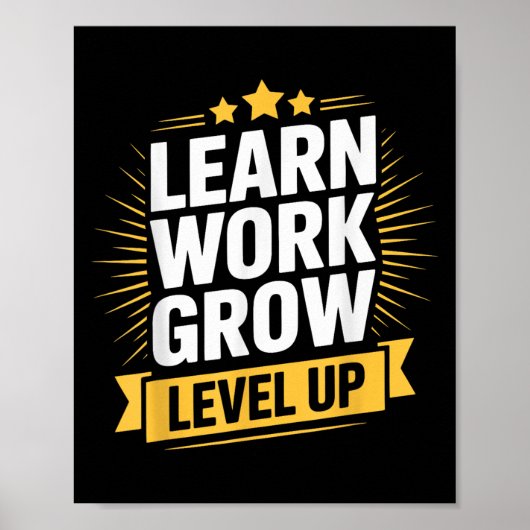 Learn Work Grow Level Up Motivational Growth Insra Poster (Voorkant)