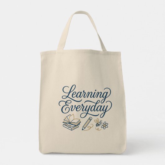 Learning Everyday Inspirational Hand-Drawn Tote Bag (Achterkant)