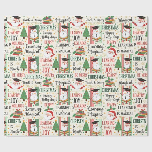 "Learning is Magical" Christmas Cadeaupapier (Vlak)