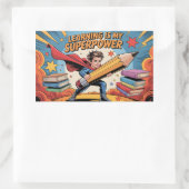 Learning Is My Superpower – Heroic School Rechthoekige Sticker (Tas)
