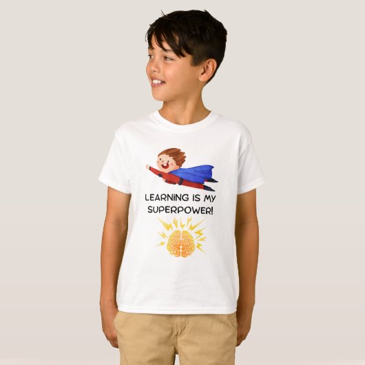 Learning is My Superpower | Kids School Shirt (Voorkant volledig)