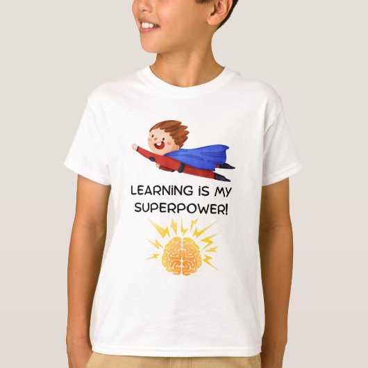 Learning is My Superpower | Kids School Shirt (Voorkant)