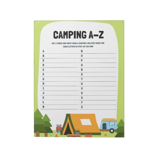 Learning Nature Camping A–Z Educational Game Notitieblok (Linkerzijde)