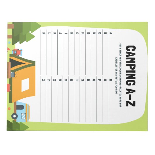 Learning Nature Camping A–Z Educational Game Notitieblok (Voorkant)