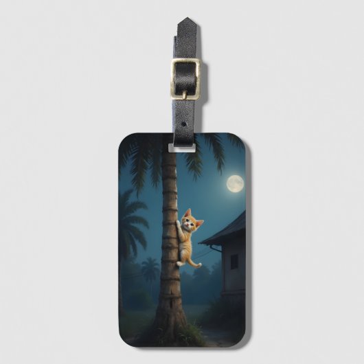 Learning to Climb – Cute Cat Moment Bagagelabel (Voorkant (verticaal))