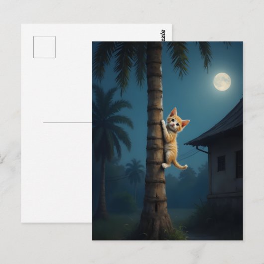 Learning to Climb – Cute Cat Moment Briefkaart (Voorkant / Achterkant)