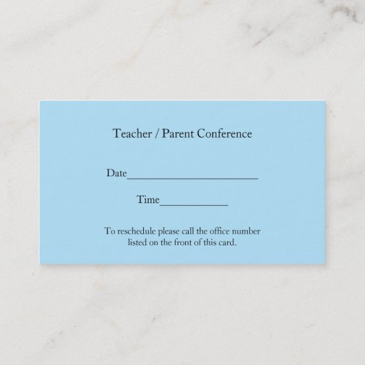 Learning Tree Teacher Visitekaartje Afsprakenkaartje (Achterkant)