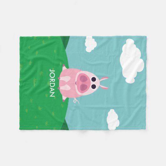 Leary the Pig Fleece Deken (Voorkant (Horizontaal))