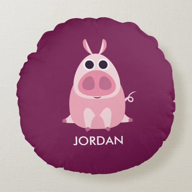 Leary the Pig Rond Kussen (Voorkant)