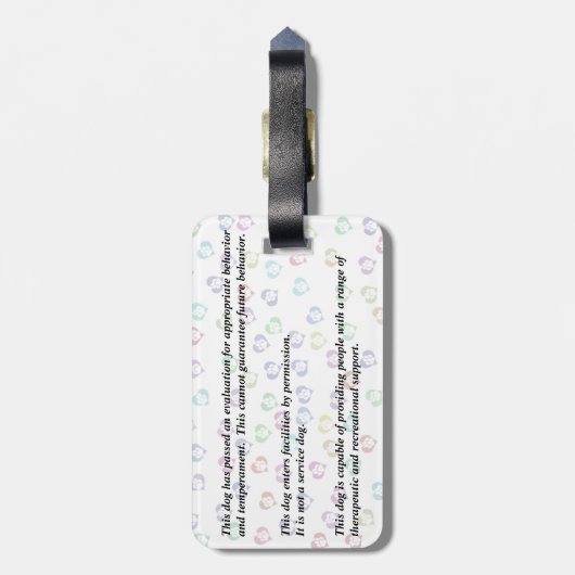Leash Label - Therapie Dog Bagagelabel (Achterkant verticaal)