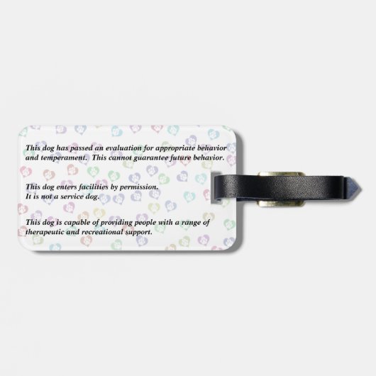 Leash Label - Therapie Dog Bagagelabel (Achterkant horizontaal)