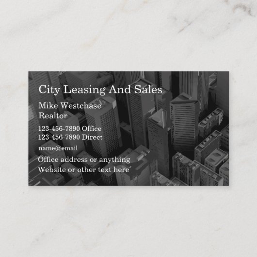 Leasing en realiteit van commerciële Kantoor Visitekaartje (Voorkant)