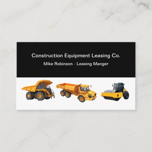 Leasing en verhuur van bouwmachines visitekaartje (Voorkant)