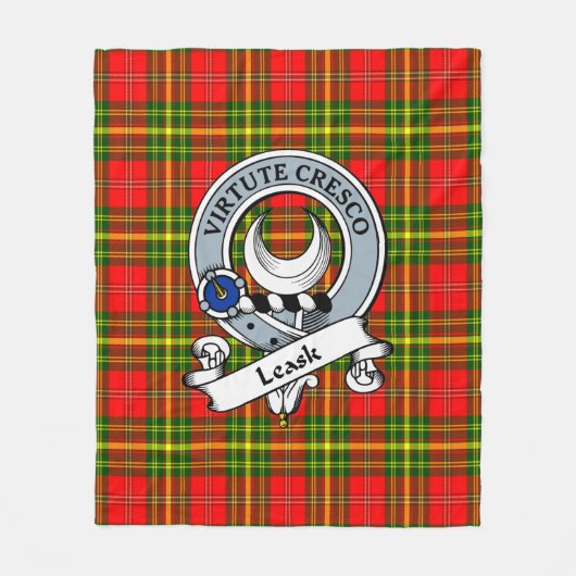 Leask Clan Badge Tartan Pset Fleece Deken (Voorkant)