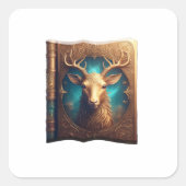 Leather Bound Copy Of A Deer Hunting Guide Vierkante Sticker (Voorkant)
