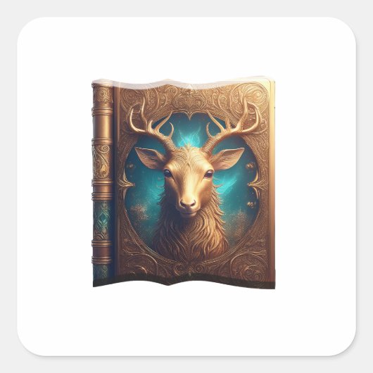 Leather Bound Copy Of A Deer Hunting Guide Vierkante Sticker (Voorkant)