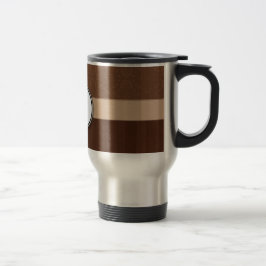 Leather Brown Damask met Stripes en Monogram Reisbeker