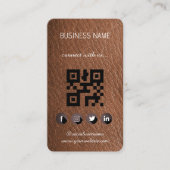 Leather Brown - Social Media QR Code Visitekaartje (Voorkant)
