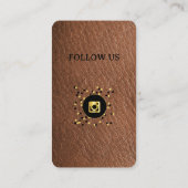 Leather Brown - Social Media QR Code Visitekaartje (Achterkant)